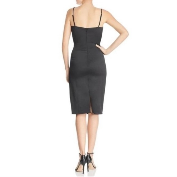 NWT LAUNDRY Black Satin Drape Neck Midi Dress 14 - Picture 2 of 4